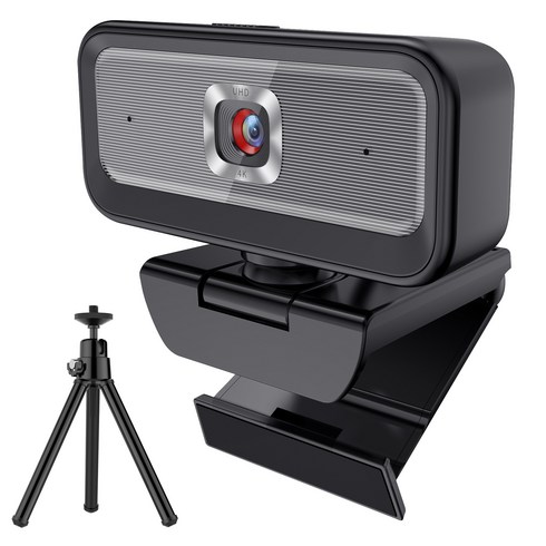 RUNDX 4K 웹캠 마이크내장 방송용 수업용 화상카메라 + 삼각대 세트, 블랙 그레이, 1개