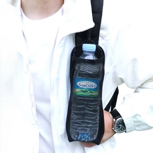 카라몰리 접이식 등산 보조가방 파우치 물병 휴대폰 수납 배낭 백팩, 1개, 블랙