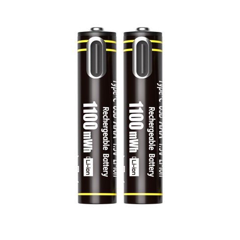 Chicnod AAA 1.5V TPC 리튬이온 USB 직접 충전 충전지 1100mWh 가정용 사무용 디지털기기 마우스 키보드 리모컨 카메라 게임패드, 1개, 2개입