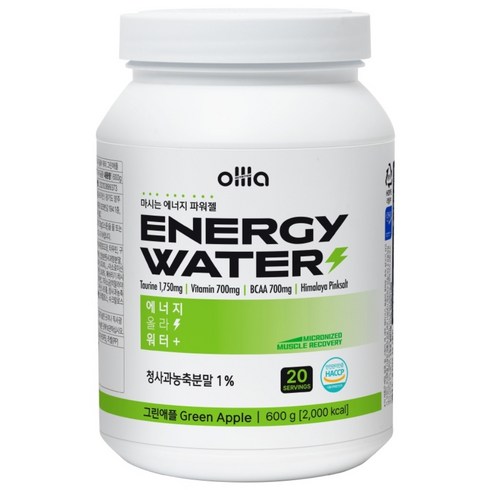 올라 에너지 워터 BCAA 마시는 파워젤 대용량 그린애플, 1개, 600g