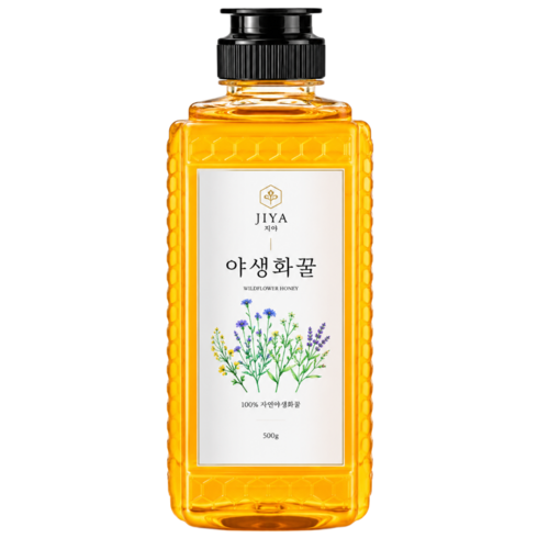 지야 [설탕 없이 꿀만] 100% 천연 야생화꿀 자연산 벌꿀, 1개, 500g