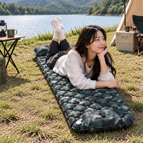하루넬 휴대용 초경량 캠핑 에어매트, 밀리터리