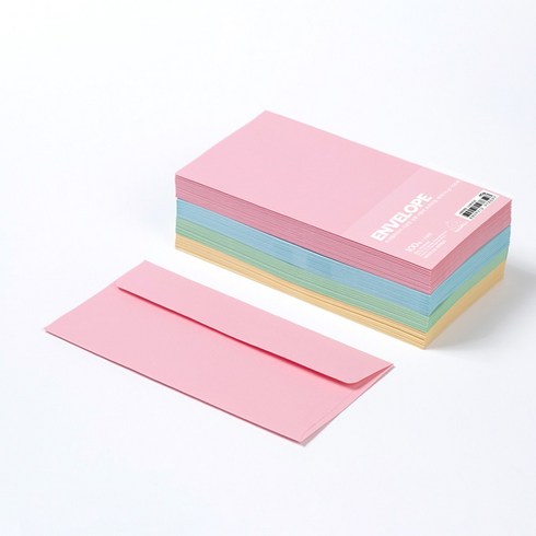 PaperPhant 하이퀄리티지 봉투 4컬러 프리미엄 색지(90g) 가로형, 100매, light pink, light green, light blue and light yellow
