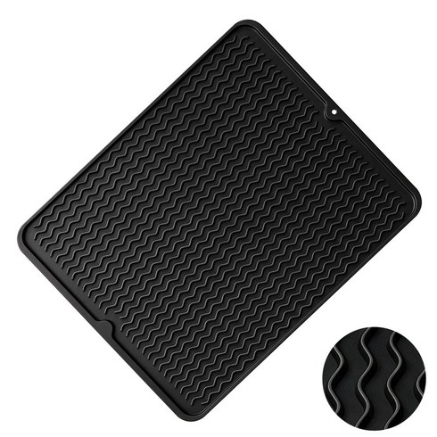 벨살 에어프라이어 매트 주방 실리콘 열차단 받침대, 1개, 블랙-40*30cm