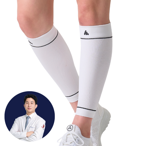 뮤피츠 코어 종아리보호대 카프슬리브 러닝 스포츠 압박 스타킹, 화이트, 1개