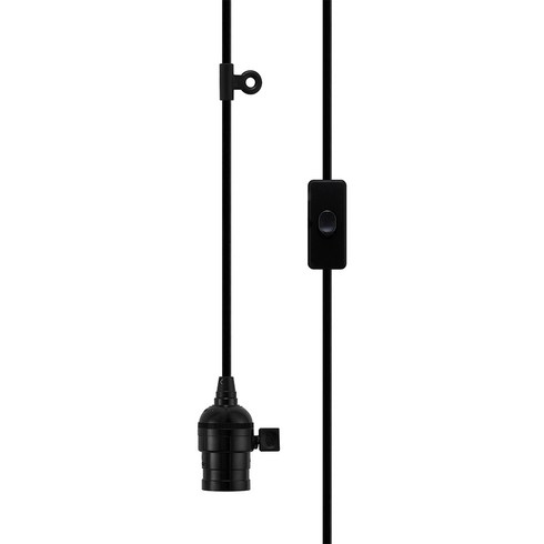 5m 블랙 식물등 키소켓 캠핑등 작업등 중간 스위치 전구 소켓 led 전선 코드선 E26, 1개