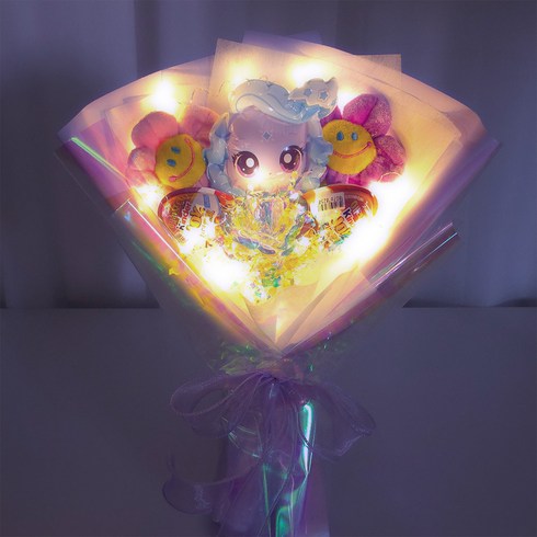 티니핑 홀로그램 LED 킨더조이 인형꽃다발, 빛나핑