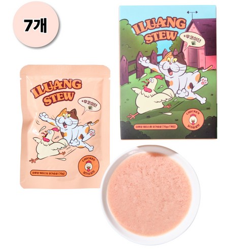 이루앙 고양이 습식사료 파우치 간식 면역력, 7개, 70g, 닭