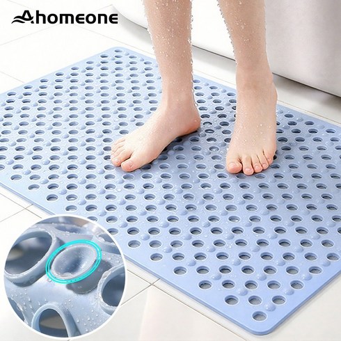 ahomeone 미끄럼방지패드 안전 욕실매트 빠른 물빠짐+강한접착, 라이트 블루, 1개