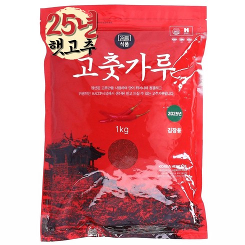 꿈틀식품 국산 25년 햇고추 굵은 고춧가루 보통맛 최근제조 김치용, 1개, 1kg