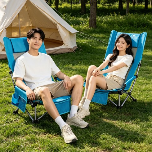 ABAHUB 파랑 롱 야외 캠핑 의자 접이식 레저 비치체어, 1개, 파란색