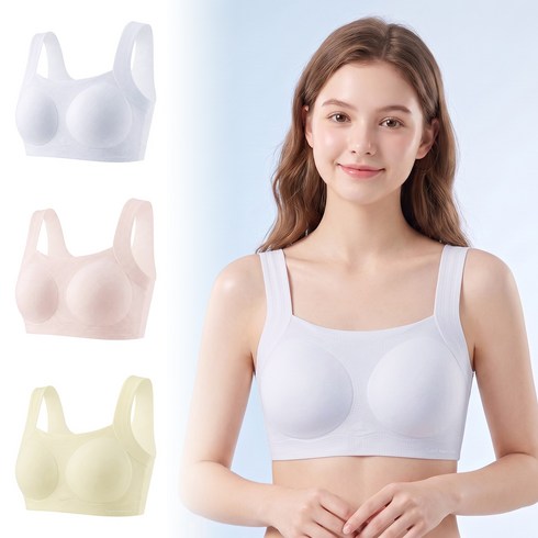 Fahomiss 주니어 무자극 노와이어 심리스브라 3p