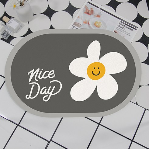 비기팬시 칼라풀데이지 빨아쓰는 규조토 발매트, nice Day