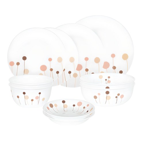 코렐 꽃솜 원형 2인 식기 홈세트, 10개, 식기 6종, 혼합색상