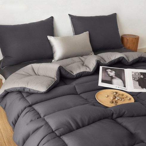 FANOBO 사계절 이불 +패드+베개커버, 그레이 + 베이지