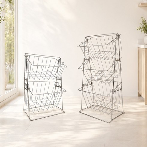 스테인리스 304 철제 와이어 스윙 빨래바구니, 실버(스텐)