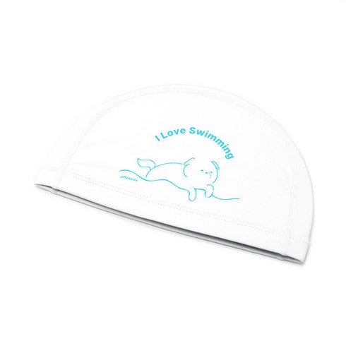 피닉스 디자인 우레탄 수영모_아이러브스위밍, 화이트, 1개