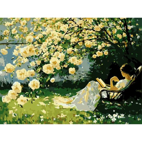 luntim DIY 명화그리기 유화 그림 그리기 선물 아크릴화 30x40 꽃그림 감성 힐링 풍경화, 1개, 장미 정원의 오후