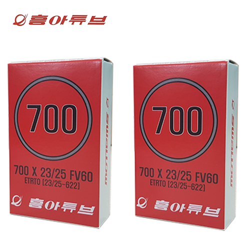 700c 프레스타 흥아 700 x 23-25c 밸브길이60mm 자전거튜브, 2개