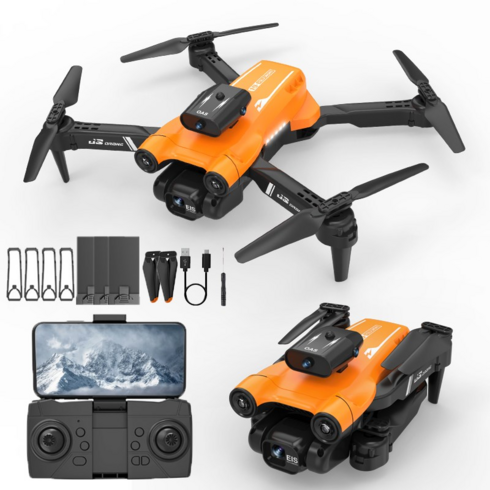 ?RichMagic 접이식 고화질 실시간 촬영 장시간 비행 충돌 회피 사면 장애물 피하는 드론입니다+ 한글 설명서, 오렌지, 1개