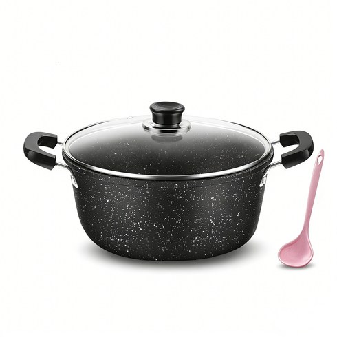 WHH 맥반석 코팅 냄비 3종 대용량 냄비 양수냄비, 1개, 블랙, 30cm