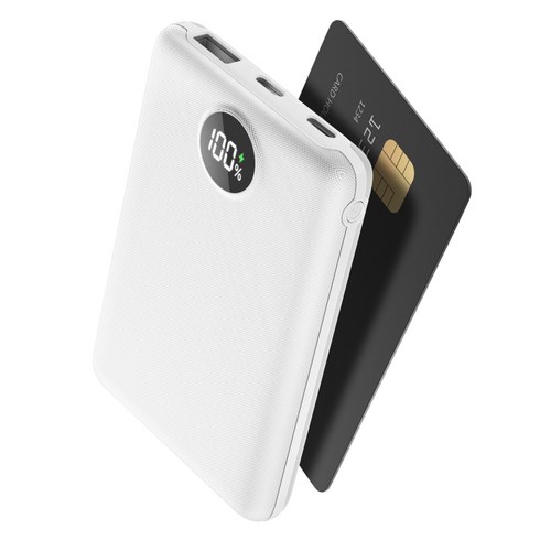 UOOFON 고속충전 미니 보조배터리 10000mAh PD 22.5W QC3.0 LED 잔량표시 포켓 휴대용+20W C타입 케이블, 화이트-10000mAh, N2