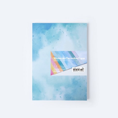 star starred 12컬러풀 디자인 수채화 데코 용지(Watercolor Decorative Paper), 80g A4 96매, 1팩