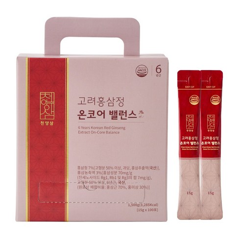 천양삼 6년근 고려홍삼정 온코어 밸런스 홍삼스틱, 15g, 100개