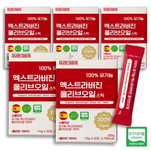 퓨어데이즈 아침엔 냉압착 유기농 엑스트라버전 올리브오일 스틱, 150개, 10g