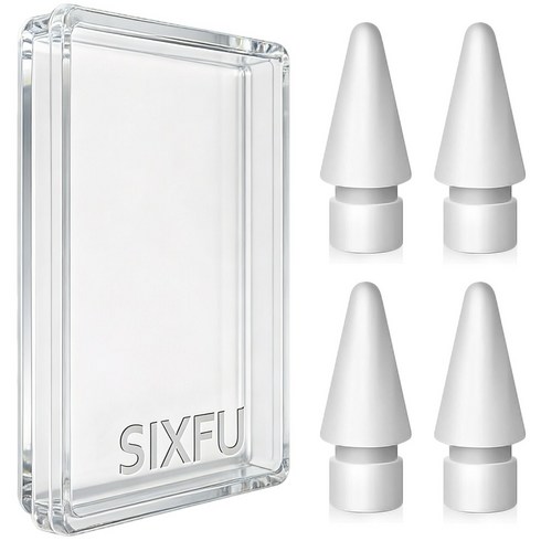 SIXFU 애플펜슬 펜촉은 애플펜슬 프로/애플 펜슬 USB-C/애플펜슬 2세대/1세대와 호환, 4개, 흰색