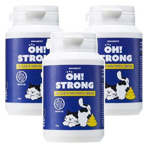 동물병원 입점 몽셰펫 고양이 생 유산균 영양제 대용량 100g, 3개, 장건강/유산균, 50회분