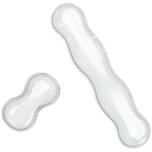 키보드마우스 손목 받침대 세트 터널증후군 예방, 1개, 흰색 투명