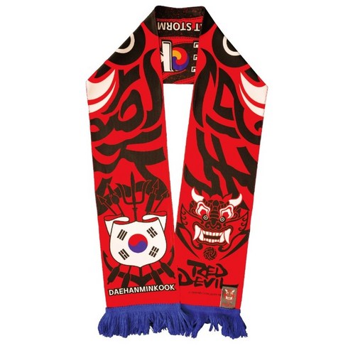 붉은악마머플러 축구대표팀 응원머플러 국가대표 대한민국 목도리 대한축구협회 공식슬로건 응원용 머플러 임영웅굿즈 영웅시대, 레드, 1개