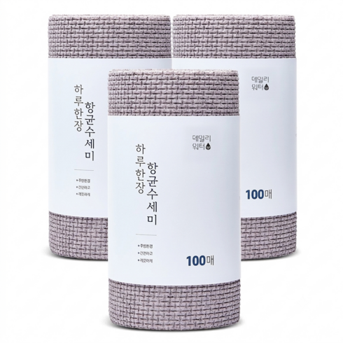 데일리워터 하루한장 일회용 수세미, 그레이 브라운, 100개입, 3개