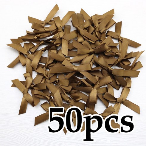 YH 미니 완성리본 리본완제품 장식리본 4cm, 50개, 브라운