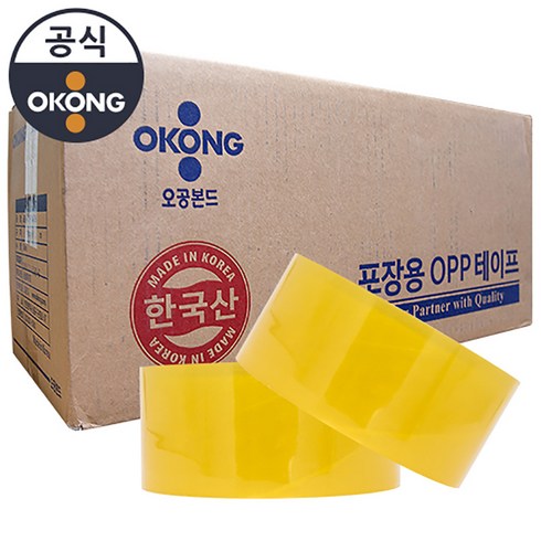 오공 한국산 80M 40개입 경포장 투명 박스 테이프 OPP 포장 테이프, 단품, 1박스, 정규격 오공 55mic x 48mm x 80m 국내생산