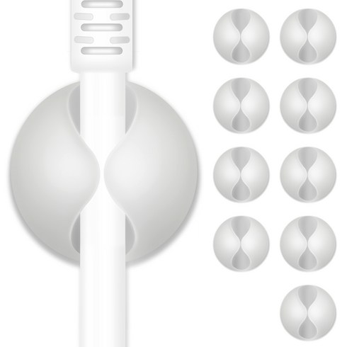 엔더 USB 충전 케이블 선정리 홀더 클립 1구, 10개, 화이트