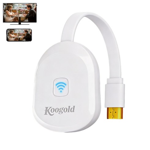 Koogold 5G 듀얼밴드 미라캐스트 동글 MHL 스마트폰 무선미러링 HDMI TV 연결 TVING/유튜브 지원, 1개, HD
