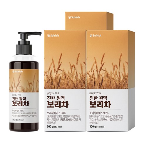솔리치 진한 원액 보리차 HACCP 해썹 식약청 인증, 3개, 300g