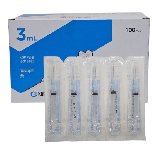 한국백신 멸균 일회용주사기 3CC 23G 100개입, 1개