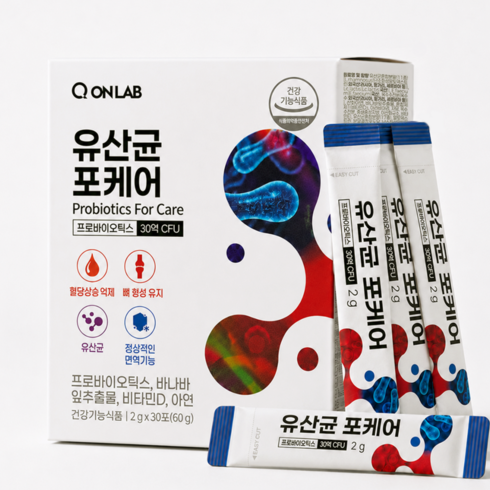 큐온랩 유산균포케어 장까지가는 생 유산균 혈당 예민한장에 좋은 당케어 30억, 1개, 30회분