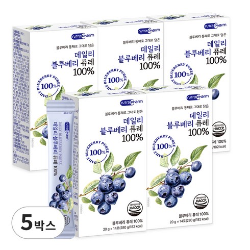 뉴트라팜 데일리 블루베리 퓨레 100% 14p, 5개, 280g