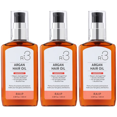 라입 R3 아르간오일 헤어에센스 자몽, 100ml, 3개