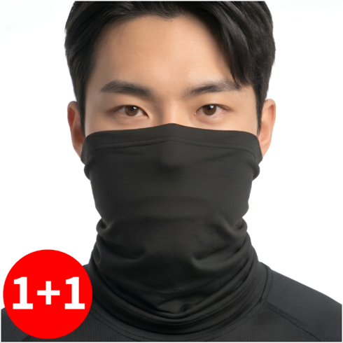 빅스테퍼 쿨 목토시 자외선 차단 마스크 여름 골프 스포츠 남여공용 1+1, 블랙