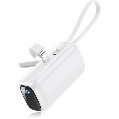 RUMOOR 도킹형 보조배터리 10000mAh 대용량 고속충전 PD 22.5W 잔량표시 일체형 게이블&스탠드, 화이트, Z8