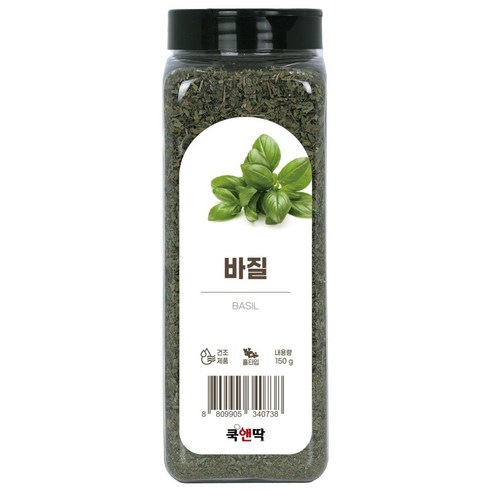 쿡앤딱 바질홀 150g 허브 가루 분말 향신료 파스타 피자 샐러드 수프 베이킹 육류 요리, 1개