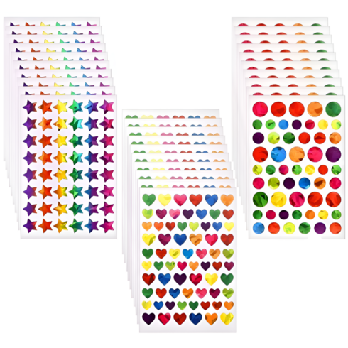 펴나나다 홀로그램 별 하트 2종 데코 스티커, 30개, 별+하트+원