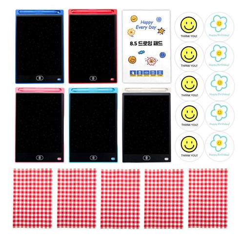미포리댁 어린이집 생일 답례품 선물 유치원 구디백 유아 LCD 드로잉패드 장난감, 5개, 혼합색상 세트