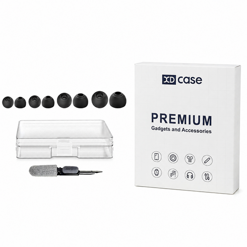 XDcase Sennheiser Momentum 4/3용 4쌍 교체용 실리콘 이어팁 키트 청소 브러시, 1세트, 검정