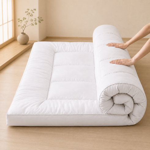 통세탁 통기성 사계절 두꺼운 포근한 바닥 침대 토퍼 매트리스, 화이트